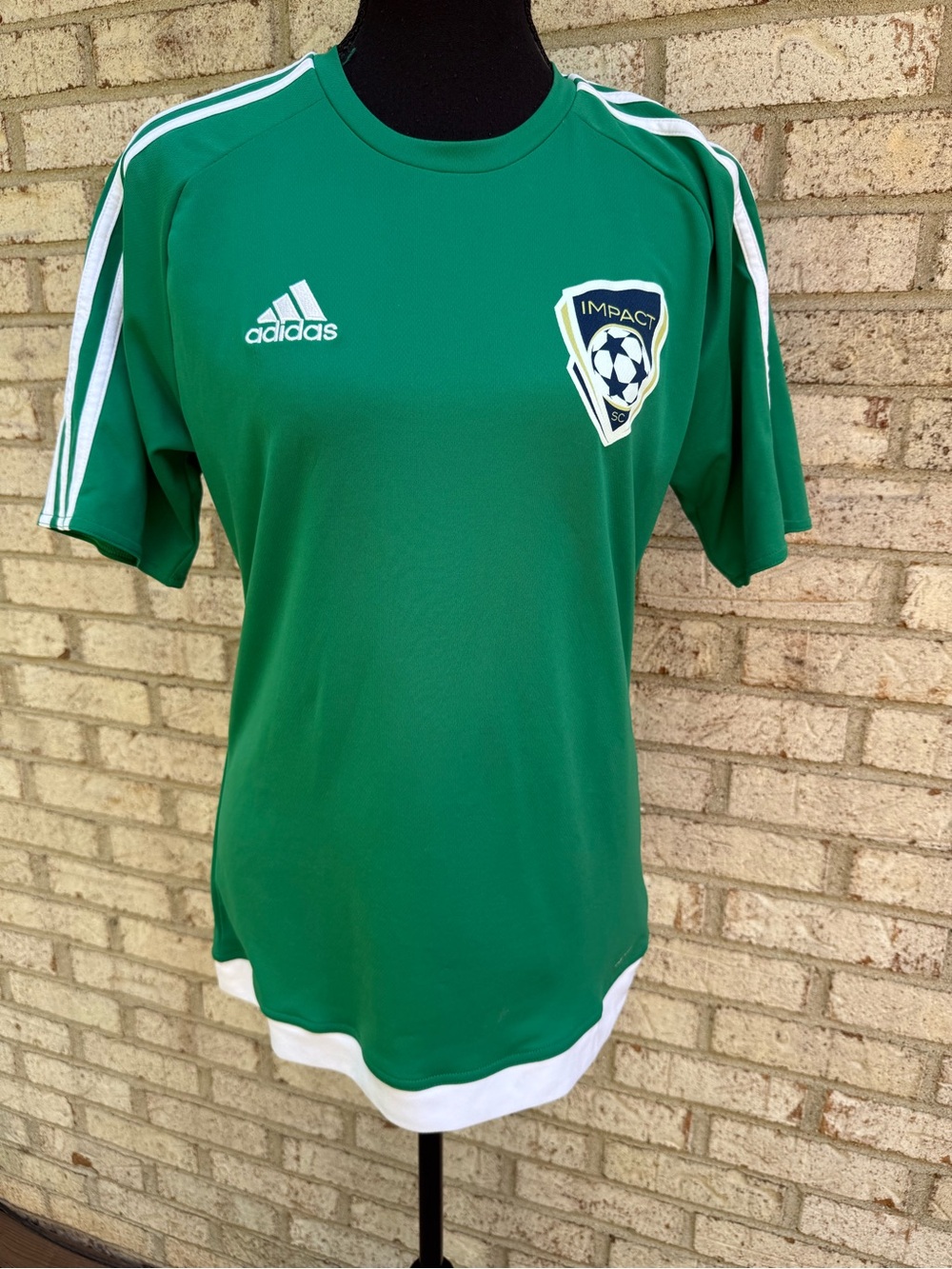 Adidas teens unisex  Green Impact Soccer Jersey size S .